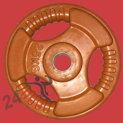 Three cut finger weight lifting plates 2.5 kg